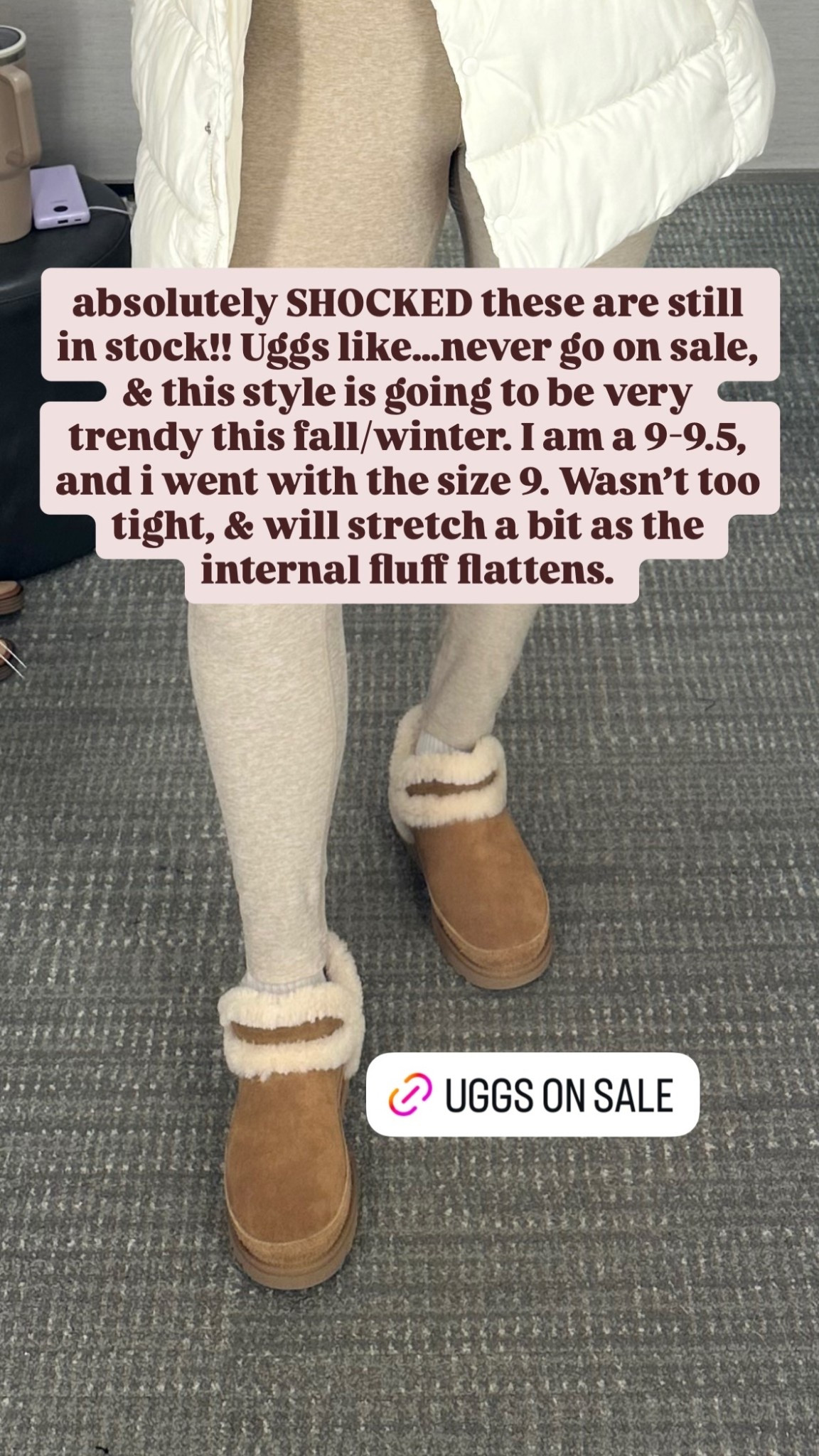 Nordstrom sale alert!! absolutely SHOCKED these are still in stock!! Uggs like…never go on sale, & this style is going to be very trendy this fall/winter. I am a 9-9.5, and i went with the size 9. Wasn’t too tight, & will stretch a bit as the internal fluff flattens.

#LTKSeasonal #LTKStyleTip #LTKSaleAlert