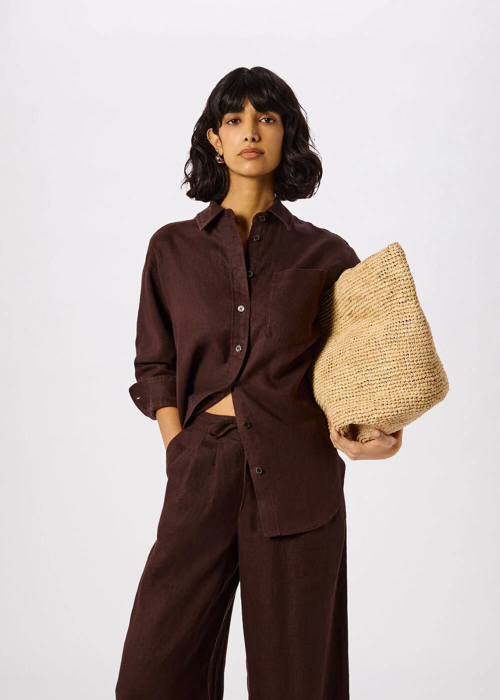 Brown Ultimate Linen Shirt | WHISTLES | Whistles UK | | Whistles