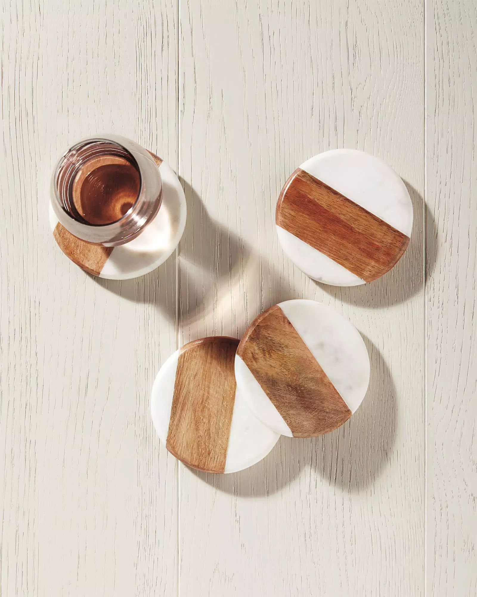 Wood and Marble Coasters (Set of 4) | Serena and Lily