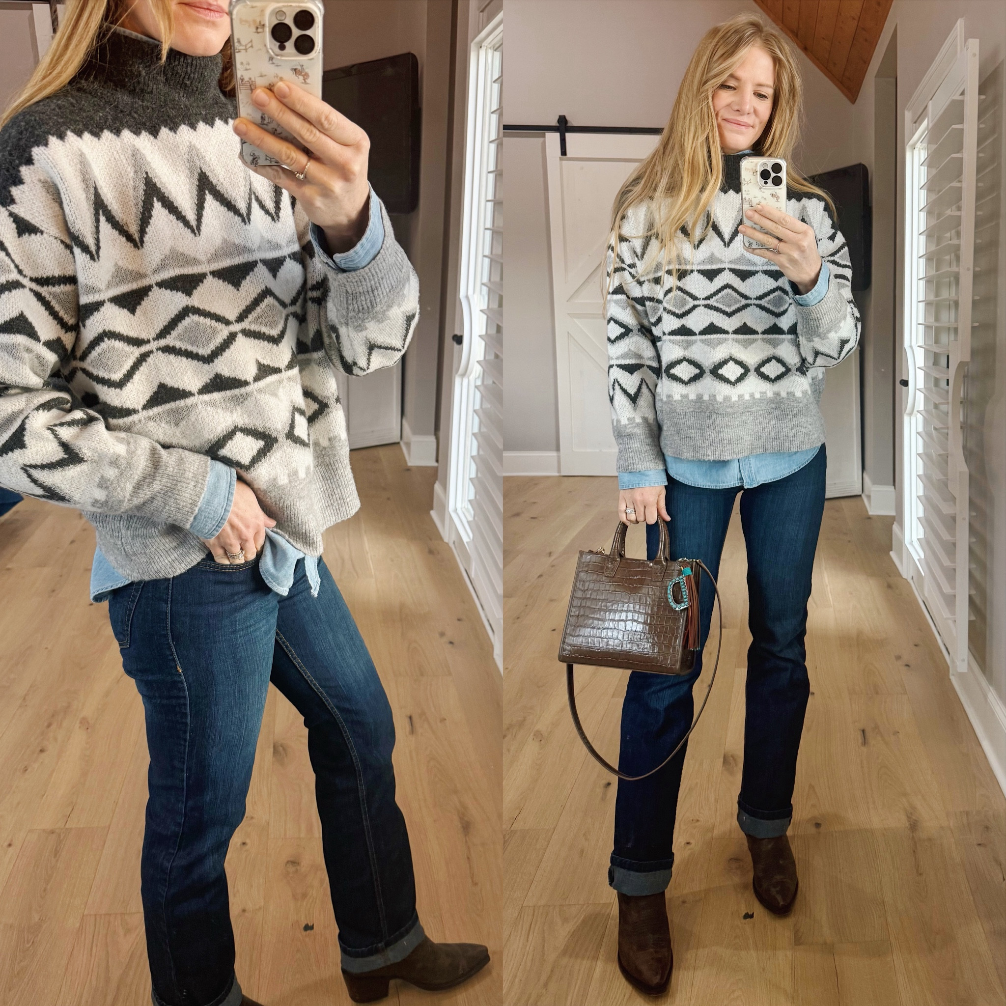 Western church outfit

Size reference 5’ 9” 140 lbs

Geo print sweater - large
(Old JCPenny)

Boot cut jeans - 3/27 - x long 
(Cinch Jenna Slim)

Cowboy boots sized- sized up 1/2 size


🔍western jeans outfit. Bootcut jeans outfit. Western style outfit. Cowboy boots jeans outfit. Western jeans outfit. Tecovas boots outfits 

#LTKStyleTip #LTKFindsUnder50 #LTKFindsUnder100