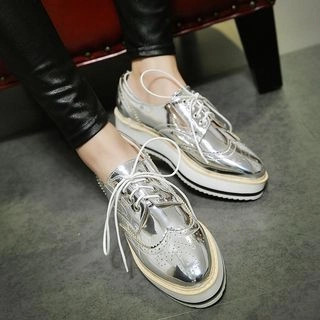 Aegina Patent Wing-Tip Platform Oxfords | YesStyle | YesStyle Global