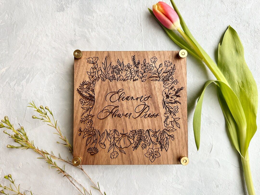 Personalized Flower Press Kit, Wooden Flower Press, Pressed Flower Kit Herbarium, 5 minute crafts... | Etsy (US)