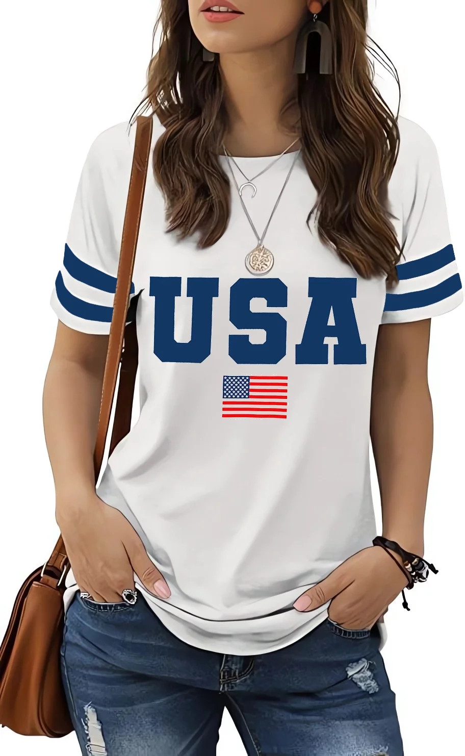 hcihgzr American Flag Shirts Women Patriotic USA Flag Graphic Shirt 4th of July T-Shirt Short Sle... | Walmart (US)