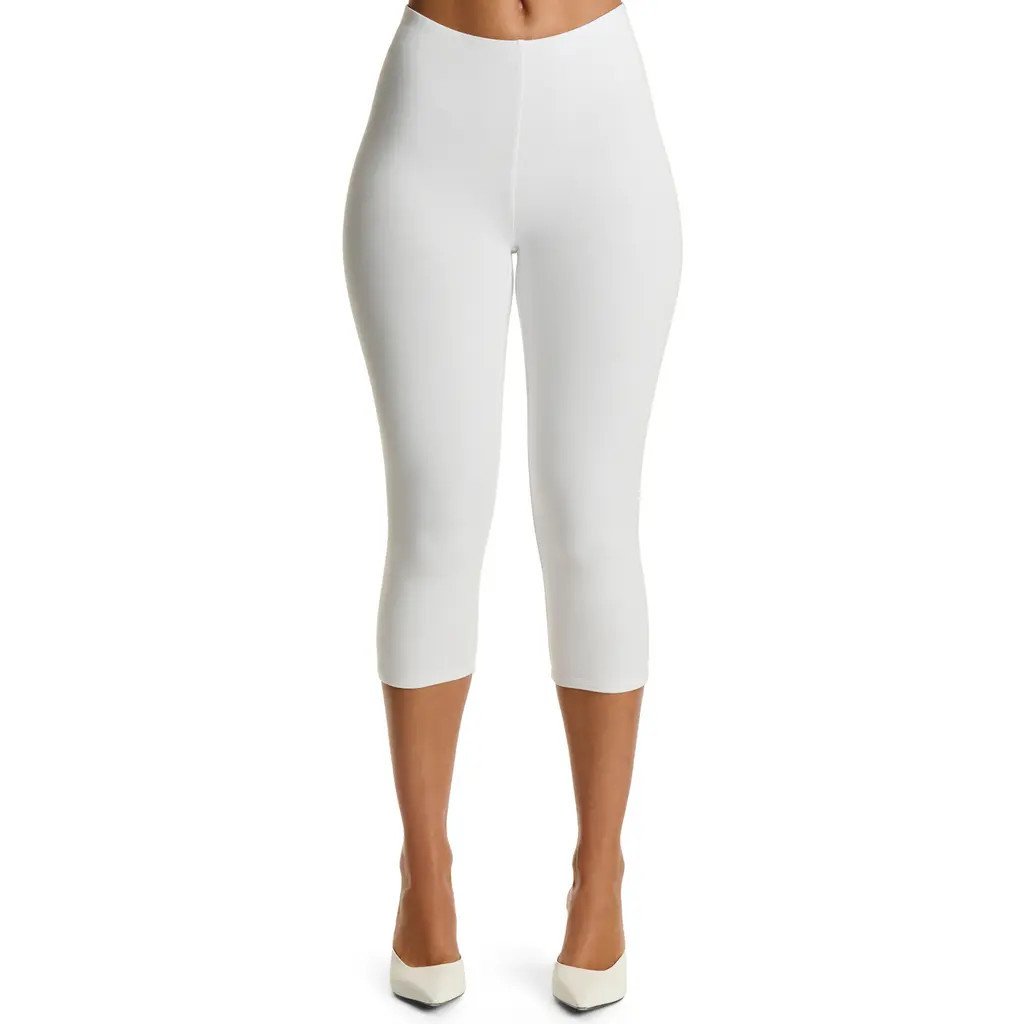 Naked Wardrobe Smooth Sculpt Crop Leggings in White at Nordstrom, Size Large | Nordstrom