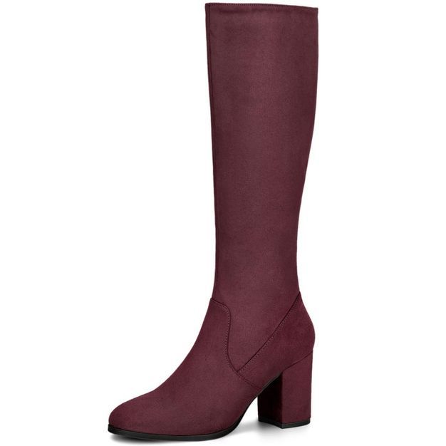 Allegra K Women's Side Zipper Chunky Heel Knee High Boots | Target