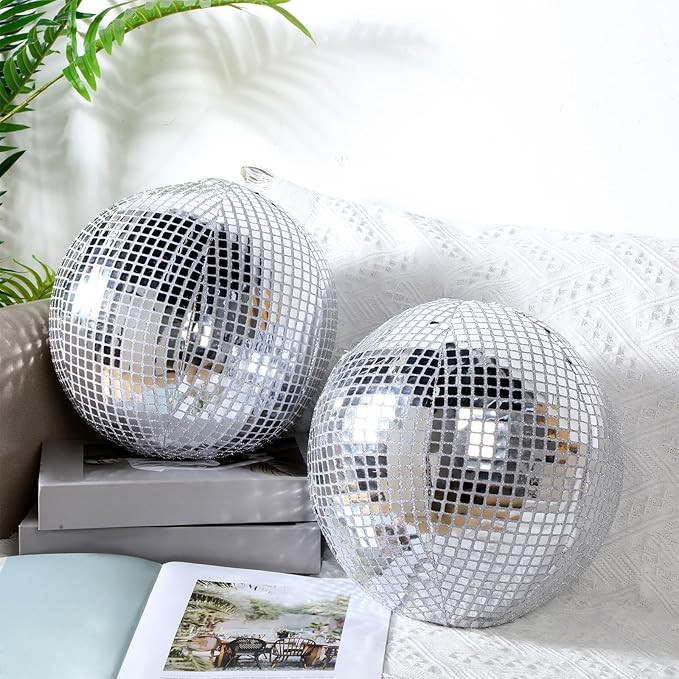 2 Pcs Disco Ball Pillows Decorative Throw Pillow Sequin Round Pillow Funky Sphere Pillows for Bir... | Amazon (US)