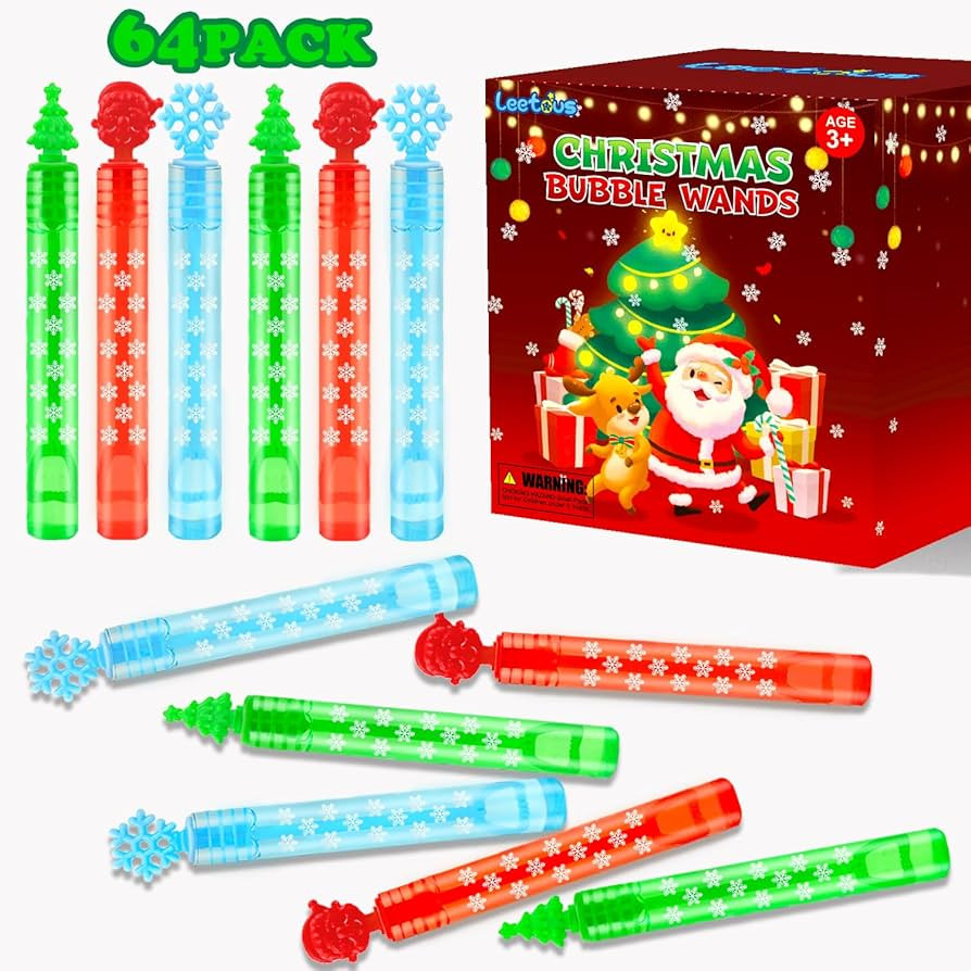 Christmas Small Bulk Classroom Toys Gifts for Students,Mini Bubble Wands Toys 64 Pack, Christmas ... | Amazon (US)