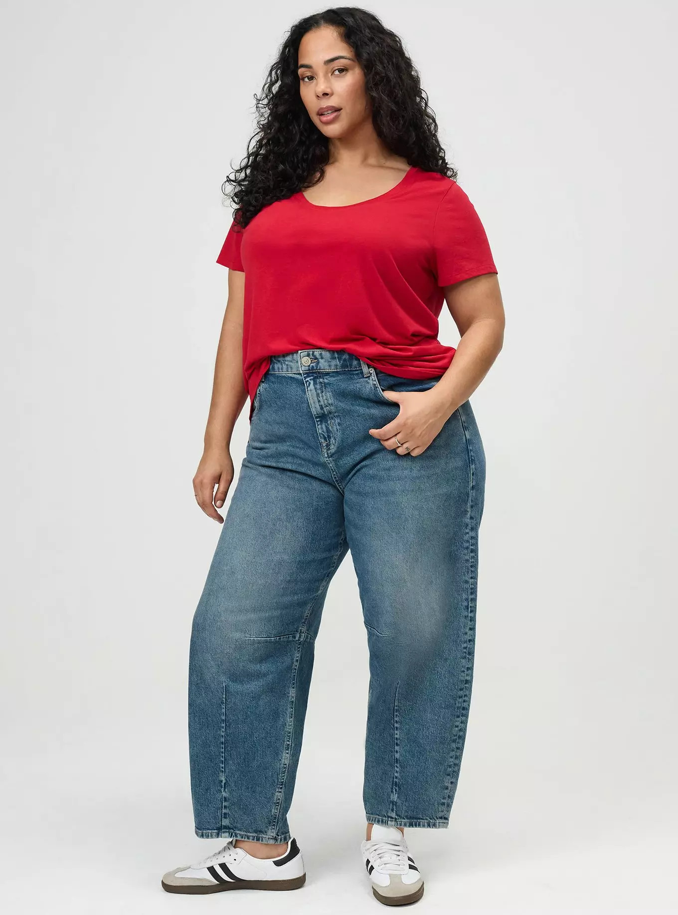 High-Rise Drapey Barrel Jean | Torrid (US & Canada)