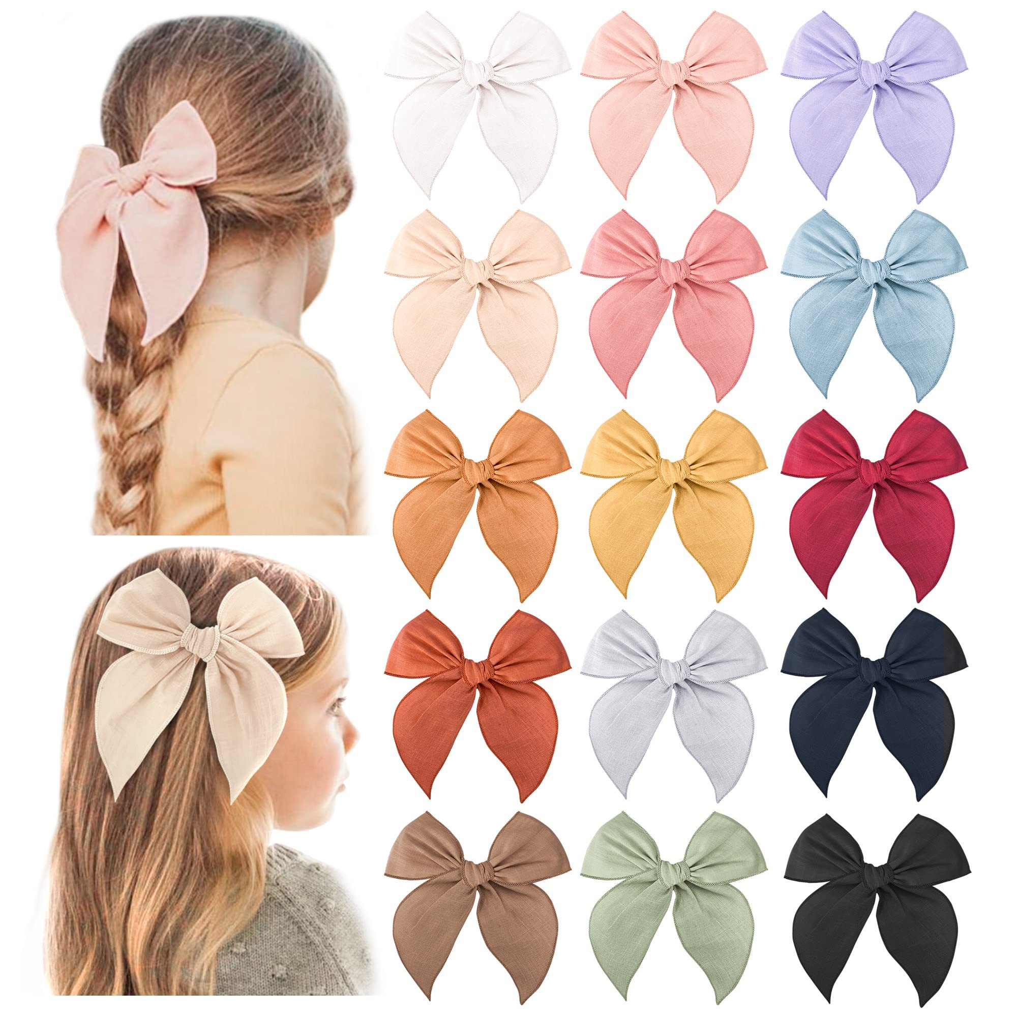 Niceye Fable Girls Hair Bows Cotton Linen Alligator Hair Clips or Little Girls Toddlers Kids Neut... | Amazon (US)