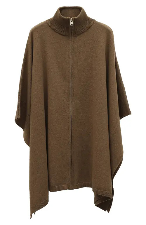 AllSaints Zip-Up Poncho in Pine Bark Brown at Nordstrom | Nordstrom