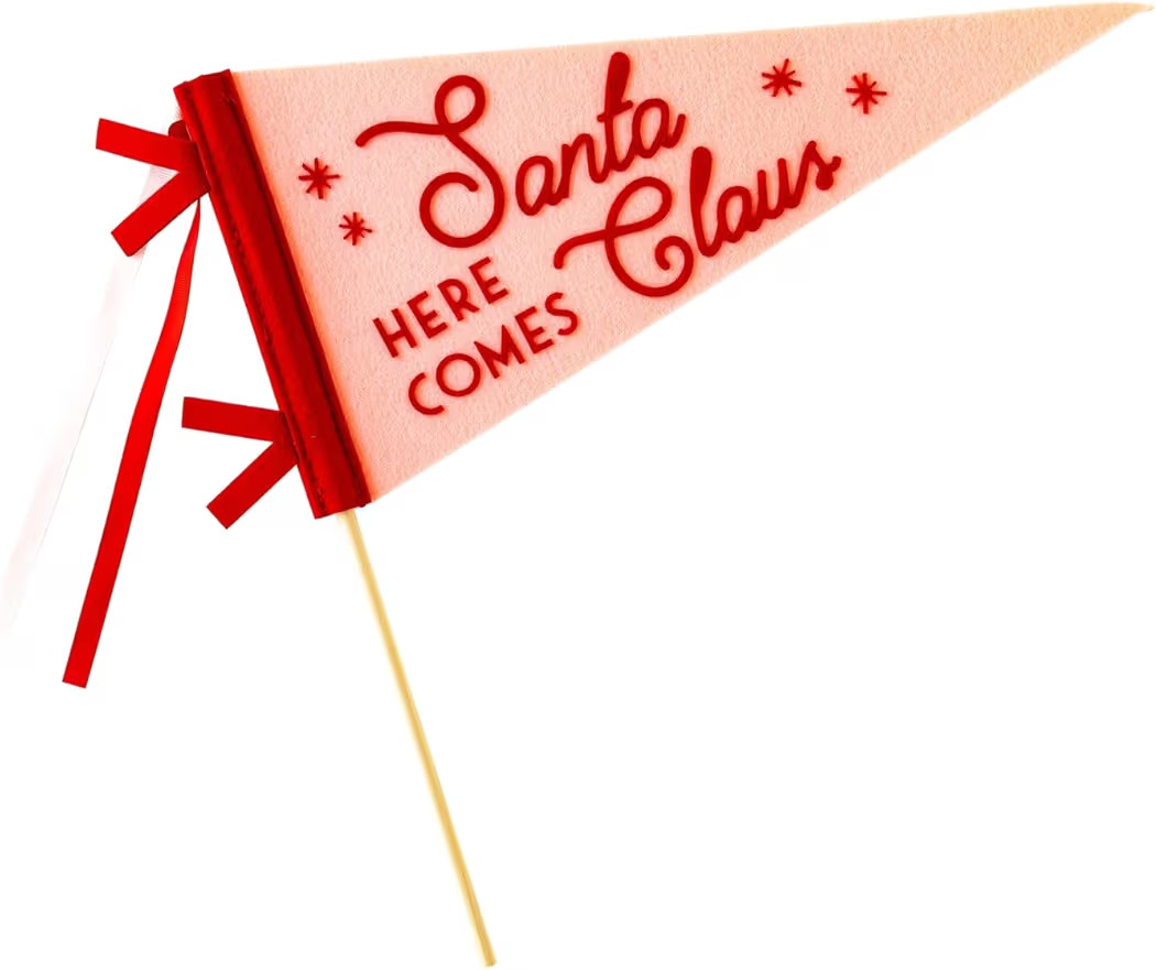 Here Comes Santa Claus Felt Pennant – Festive Christmas Decoration with Wood Dowel and Ribbons ... | Amazon (US)