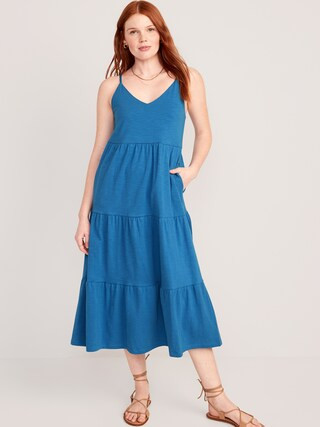 Tie-Back Tiered Midi Cami Swing Dress for Women | Old Navy (US)