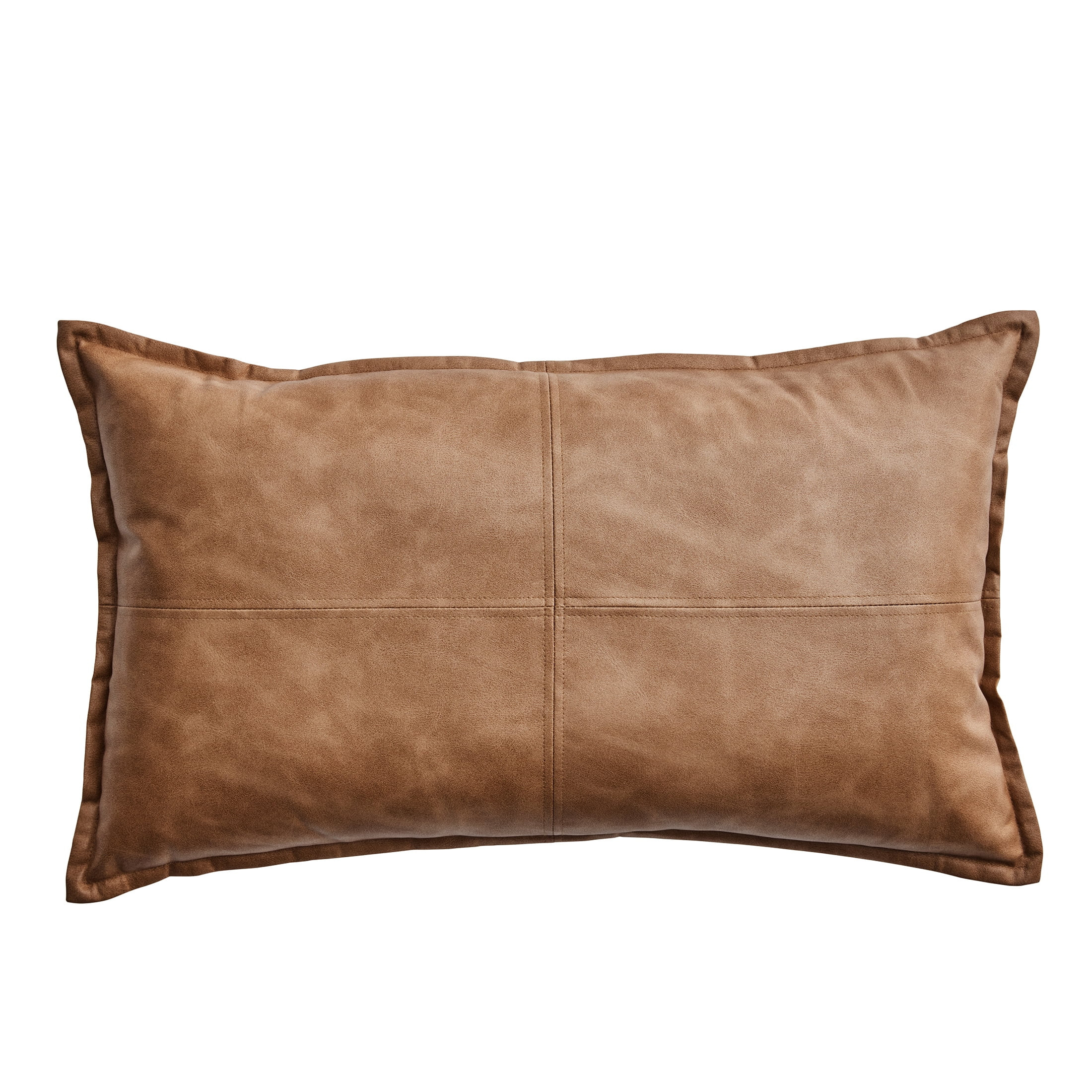 Better Homes & Gardens 14" x 24" Beige Vegan Leather Decorative Pillow - Walmart.com | Walmart (US)