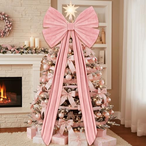 Suncalla Giant Bow Decorations 40 x 80 Inch Big Bows with Long Streamers Extra Large Tie Velvet Decoration for Backdrop Door Wall Wedding Birthday Baby Shower Christmas Coquette Party(Rose Gold) | Amazon (US)