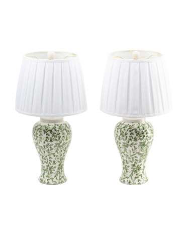 2pk 22in Pattern Ceramic Table Lamps With Pleated Shades | Marshalls