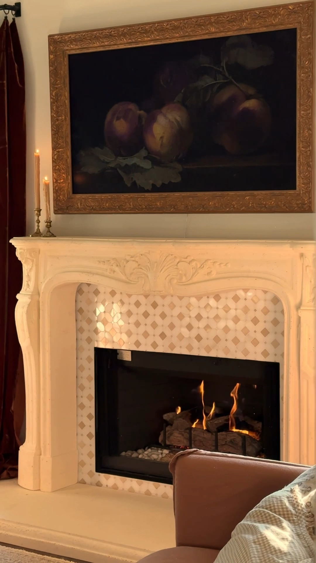 My dream fireplace just in time for cozy season 🍂🔥 

I’m sure it sounds silly to a lot of you, but this is a such a “pinch me” moment for me. Fireplaces weren’t super common growing up in Vegas, and if you happened to have one, it was way more utilitarian than something that deserved to be the focal point of a room. Then somehow, during the 2 1/2 years we lived in Nashville, Brian and I rented (what I’m assuming is) the only house in Nashville that DIDN’T have a fireplace. So we did our best and built a frame for the most realistic faux fireplace I could find. I was super thankful for what we were able to make happen.

From the moment we moved into this house last year, I knew I was going to make my little 13-year-old-Pinterest-scrolling-self’s dreams come true 🥹 And today, we put the final pieces in place immediately after our tile guy finished grouting. I’ve been staring at it ever since lol.

Anyways, as always, if there’s anything you want the link for, comment “LINK” and I’ll send it directly to your inbox. 🫶🏼

#homedecor #interiordesign #home #homestyle #homestyling #homedecorlovers #homedecorideas #homedecorating #homedecorinspo #livingroom #livingroomdesign #livingroominspo #livingroomideas #fireplacemantel #fireplacemakeover #cozy #cozyathome #tile #fireplacetile #curtains #velvetcurtains #drapes #velvetdrapes #falldecor 

#LTKSaleAlert #LTKOver40 #LTKHome