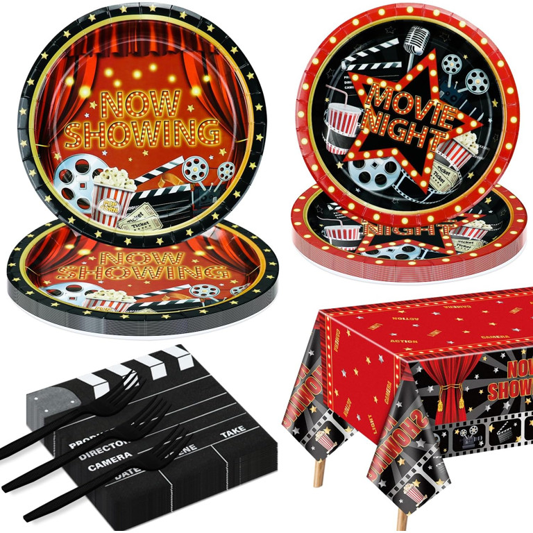 Movie Night Party Supplies for 20 Guests, Disposable Now Showing Tableware Set Include Plates, Na... | Walmart (US)