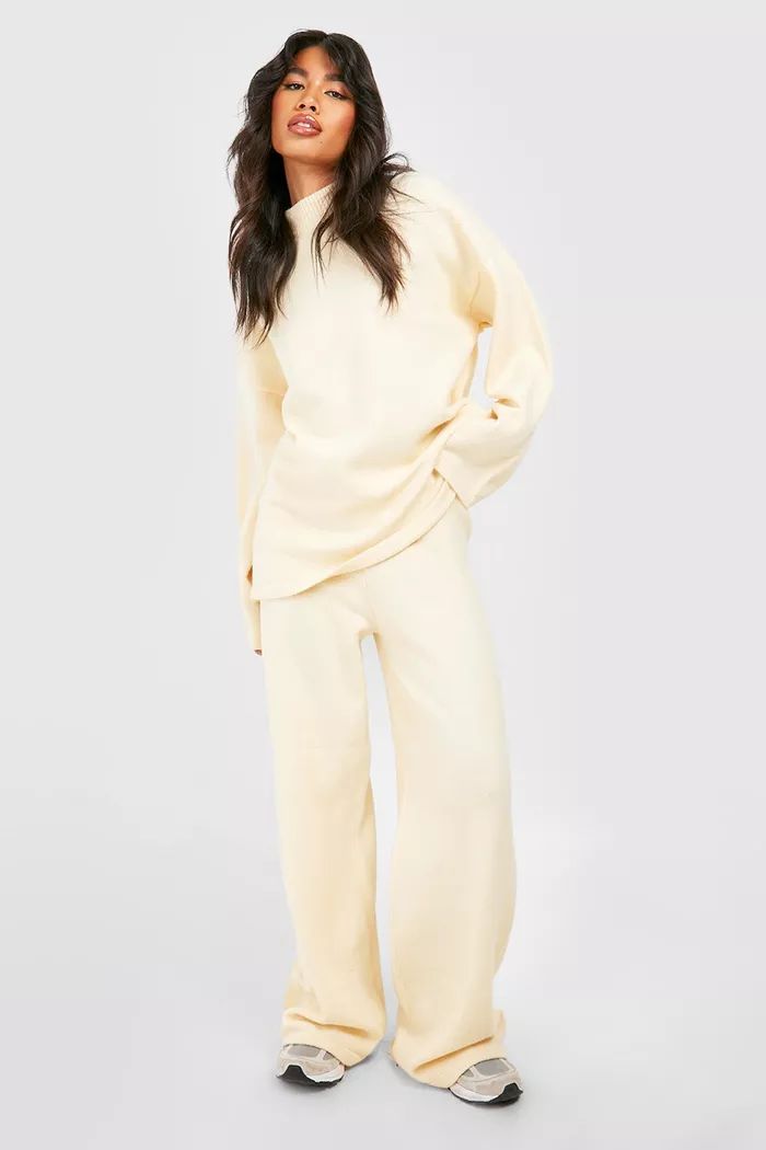 Knitted Funnel Neck Jumper And Flare Co-ord | Boohoo.com (UK & IE)