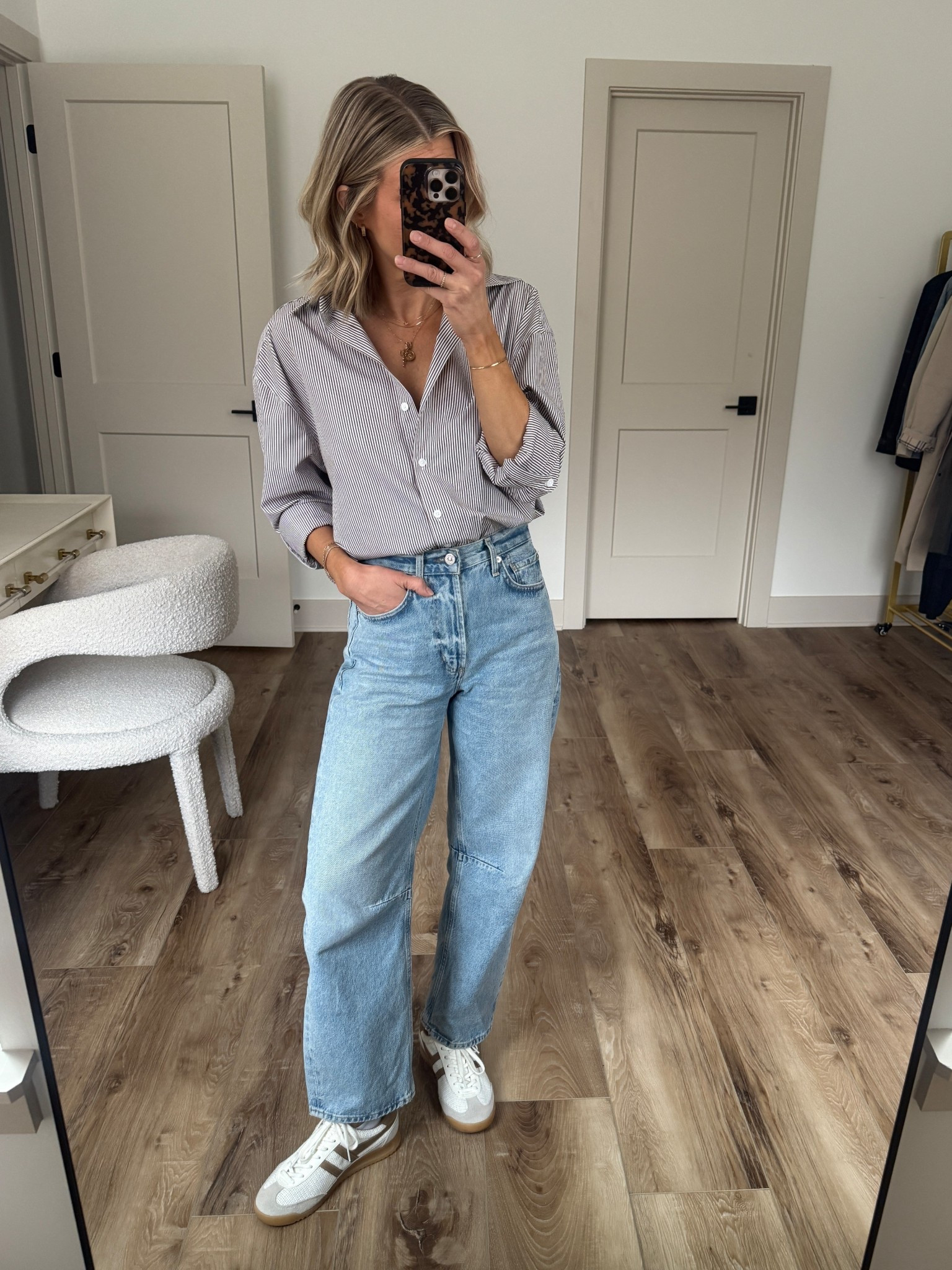 Wearing XS shirt, 24 jeans (size down 1-2 for close fit), sneakers tts

#LTKgrwm #LTKOver40 #LTKootd