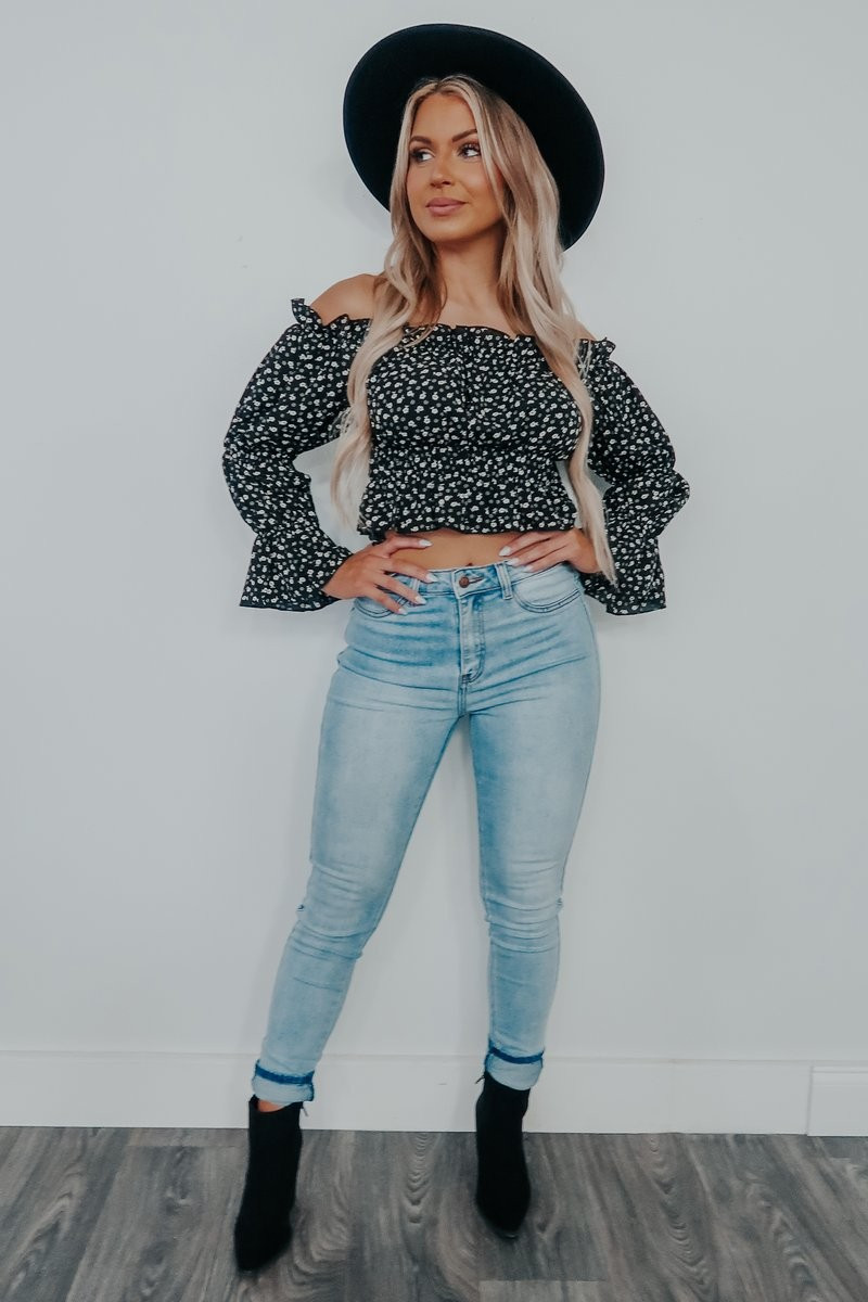 Float On Crop Top: Black/White | Shophopes