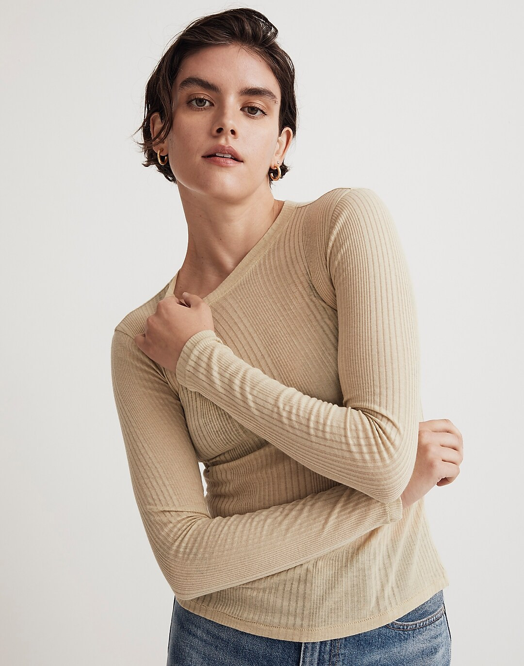 Variegated Ribbed Crewneck Long-Sleeve Tee | Madewell