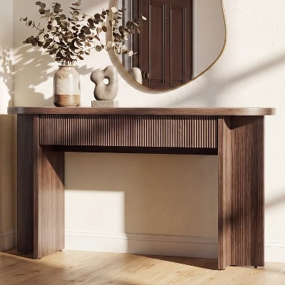 55" Mid-Century Console Sofa Table with 2 Fluted Drawers & Storage for Entryway Hallway Living Room Decor | Target