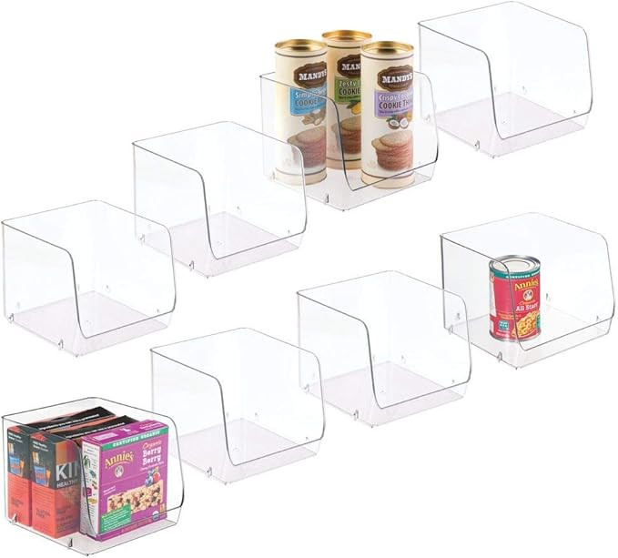 mDesign Large Household Stackable Plastic Food Storage Organizer Bin Basket with Wide Open Front ... | Amazon (US)