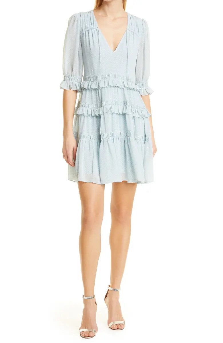 Cinq à Sept Cryssa Puff Sleeve Ruffle Minidress | Nordstrom | Nordstrom