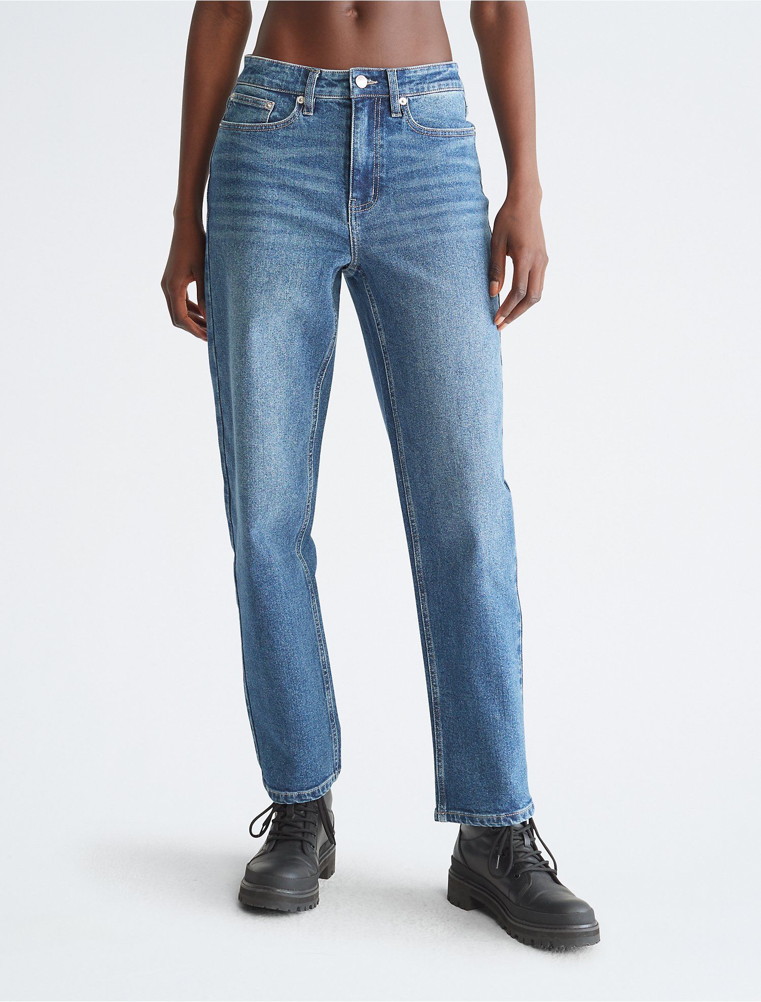 High Rise Straight Leg Jeans | Calvin Klein | Calvin Klein (US)