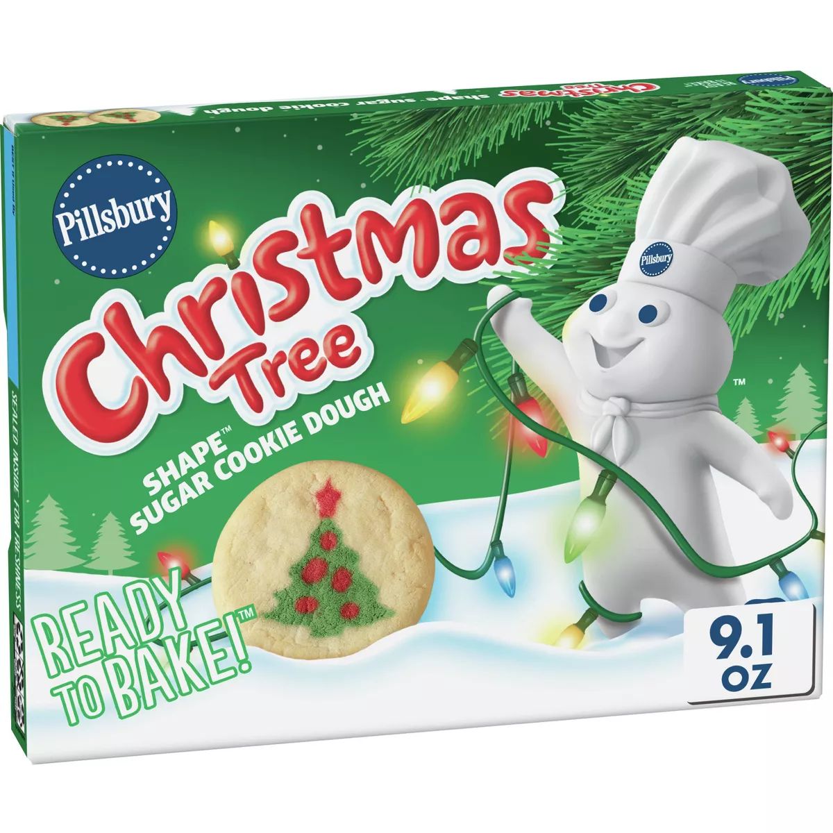 Pillsbury Ready-to-Bake Christmas Tree Shape Sugar Cookie Dough - 9.1oz/20ct | Target