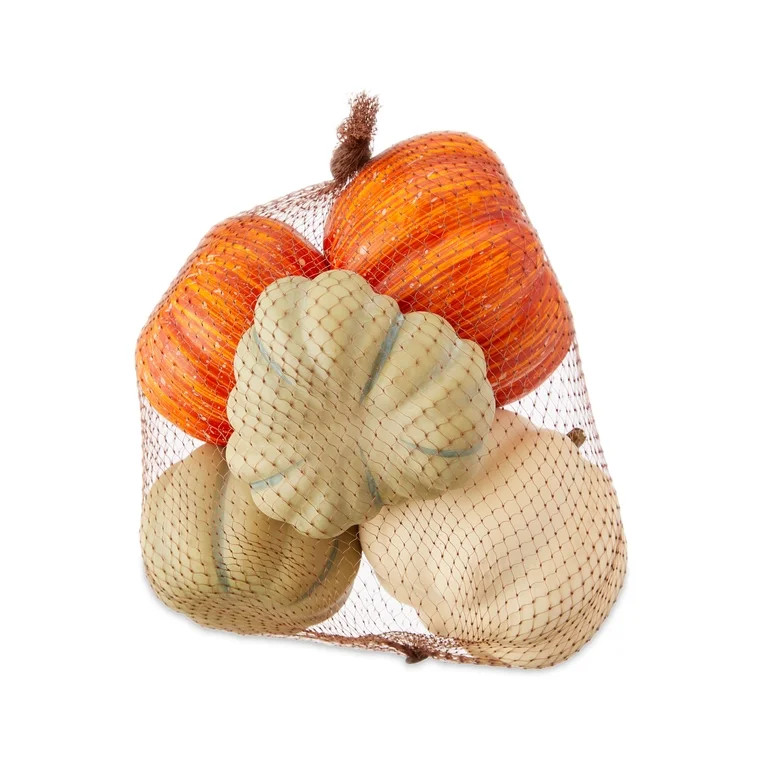 Way To Celebrate Harvest Cream and Green Mini Pumpkins, 5 Count | Walmart (US)