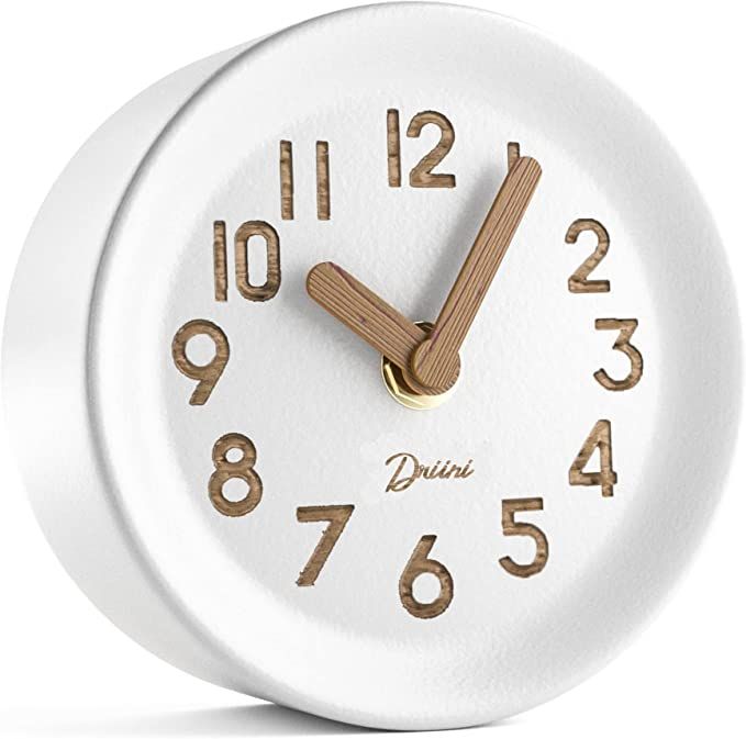 Driini Wooden Analog Desktop Clock – 4.3 in. Decorative Pinewood Clock, No-Tick Design – Easy... | Amazon (US)