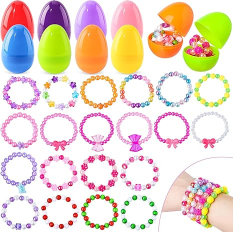 OCHIDO Prefilled Easter Eggs with Bracelets ,24 Pack Easter Basket Essentials Easter Basket Stuff... | Amazon (US)