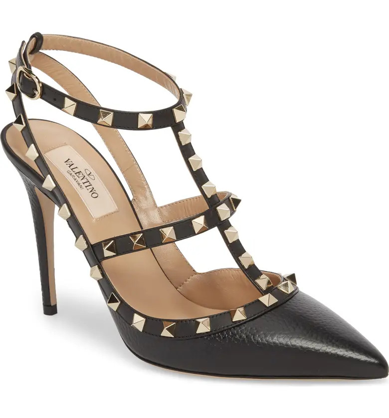 Rockstud T-Strap Pointed Toe Pump | Nordstrom