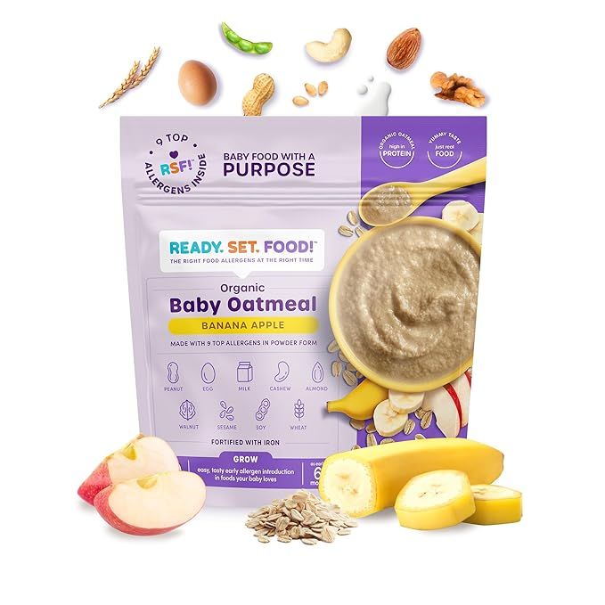 Ready, Set, Food! Organic Baby Oatmeal Cereal | Banana Apple | Organic Baby Food with 9 Top Aller... | Amazon (US)