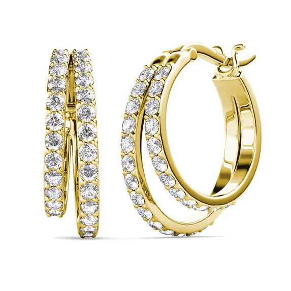 Cate & Chloe Corina 18k Yellow Gold Plated 20mm Hoop Earrings with Swarovski Crystals Gift for Wo... | Walmart (US)