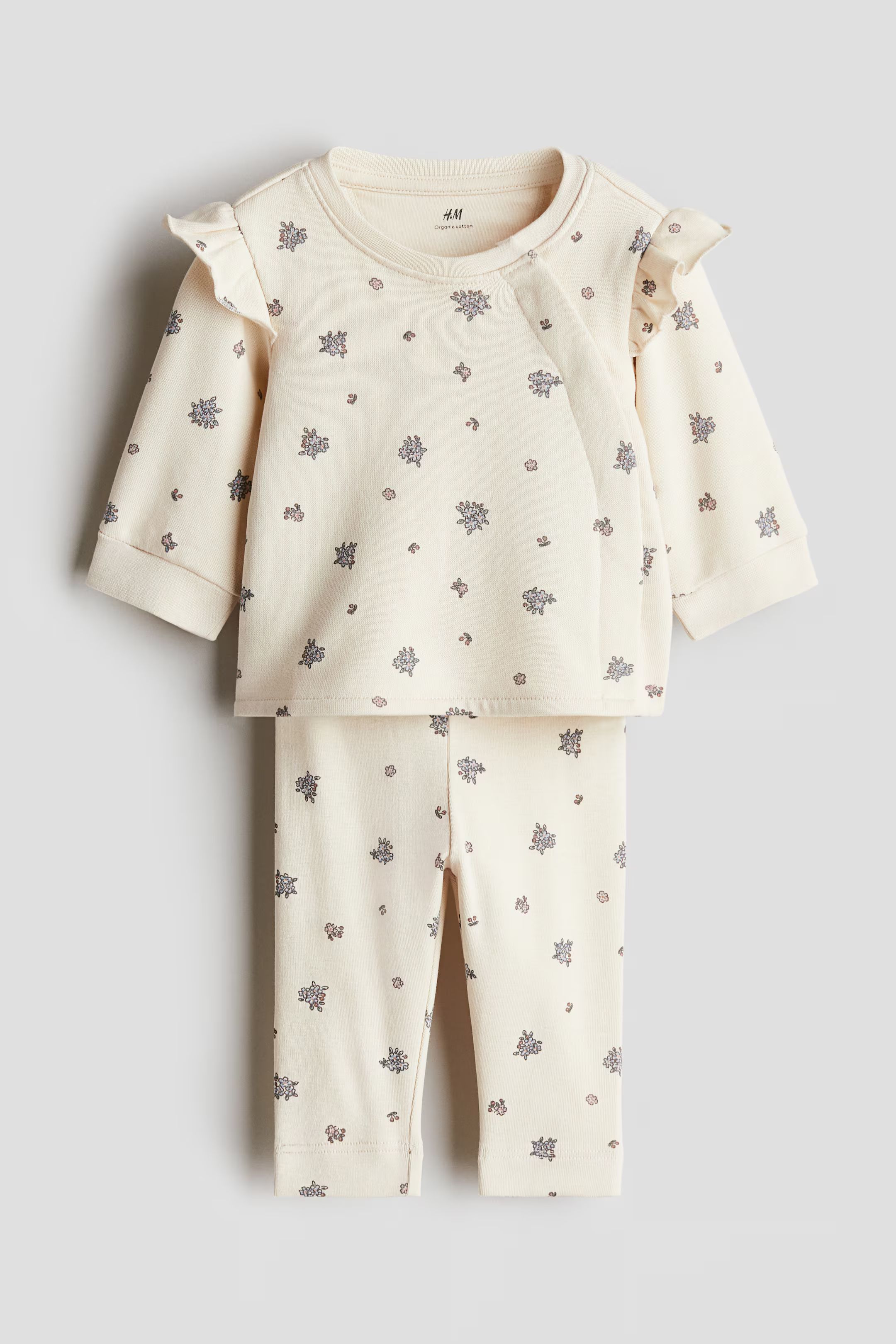 2-teiliges Baumwollset - Langarm - Lang - Hellbeige/Geblümt - Kids | H&M AT | H&M (DE, AT, CH, NL, FI)