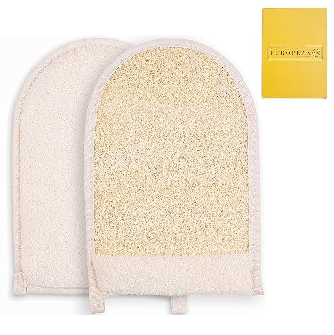 EUROPEAN M6 Loofah Exfoliating Body Scrubber - Dual Side Big Size Exfoliator Bath Sponge Glove, N... | Amazon (US)