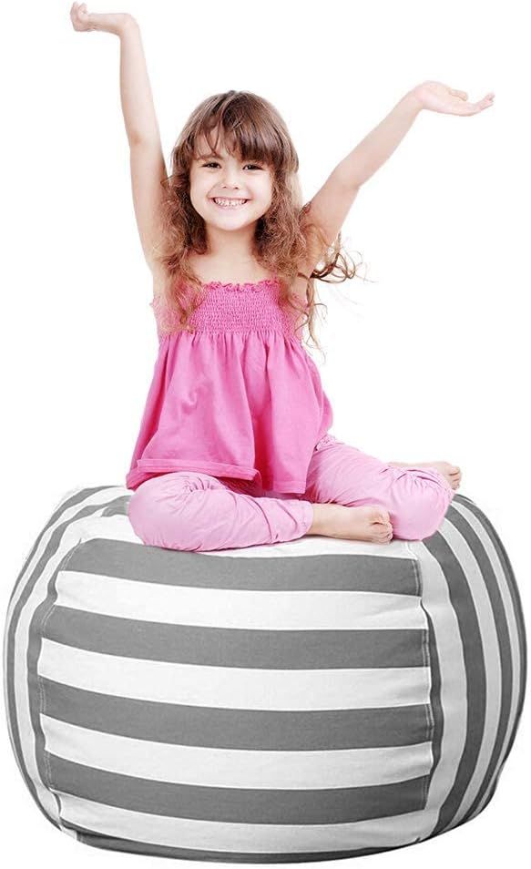 27Inch Stuffed Animal Storage Bean Bag Chairs for Kids Room, Stuff and Sit Storage Bean Bag Cover... | Amazon (US)
