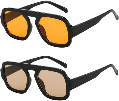 Trendy Square Aviator Sunglasses for Women Flat Top Designer Stylish Frame Sun Glasses Vintage Sh... | Amazon (US)