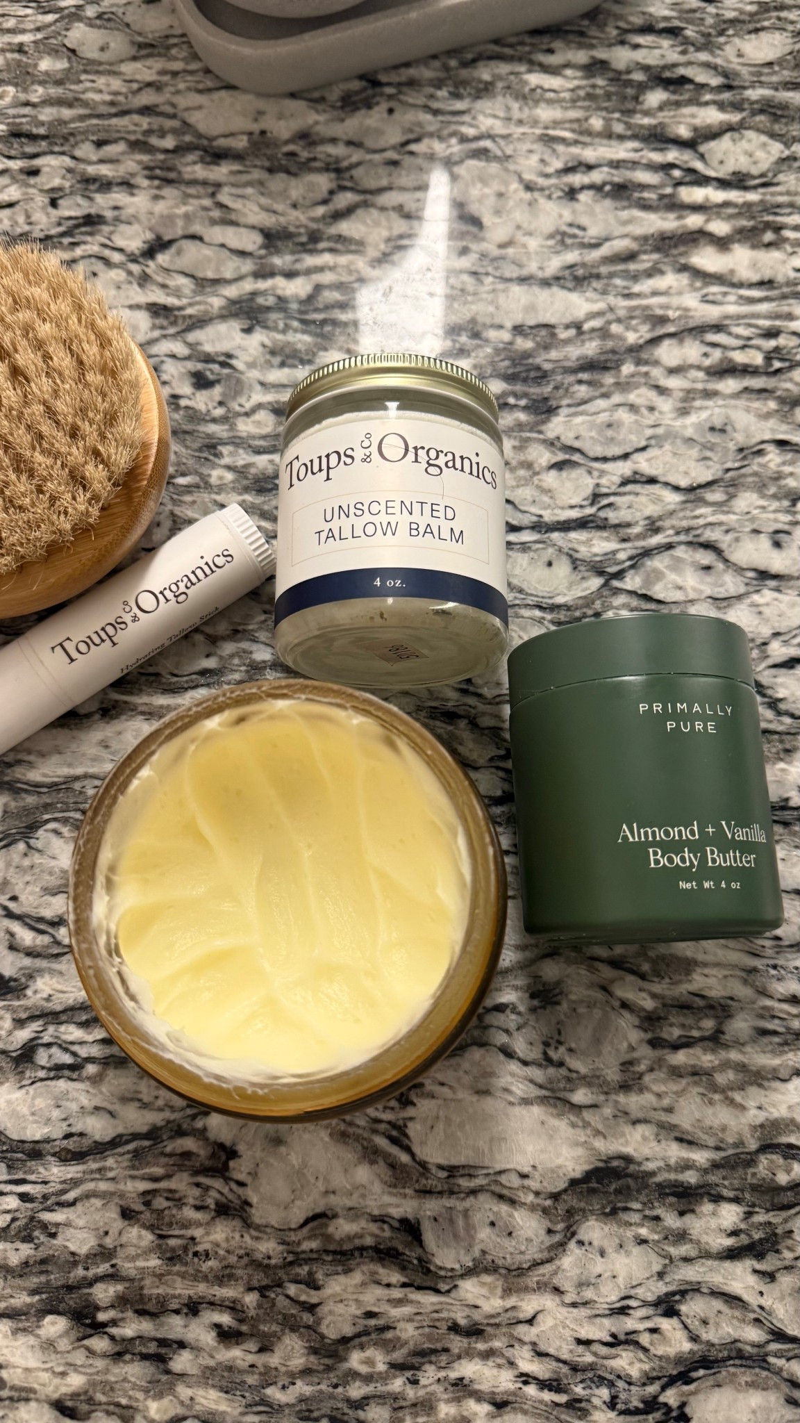 My favorite body lotion!! Primally and Toups are linked but you can get shelter skin on their website 🤍 these are all SO GOOD! 