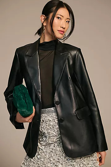 Good American Faux Leather Blazer | Anthropologie (US)