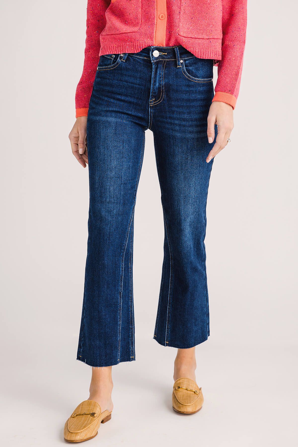 Risen Aspen Twisted Seam Ankle Flare Jeans | Social Threads