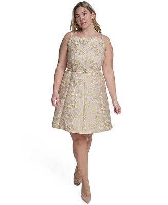 Vince Camuto Plus Size Brocade Square Neck Sleeveless Dress - Macy's | Macy's