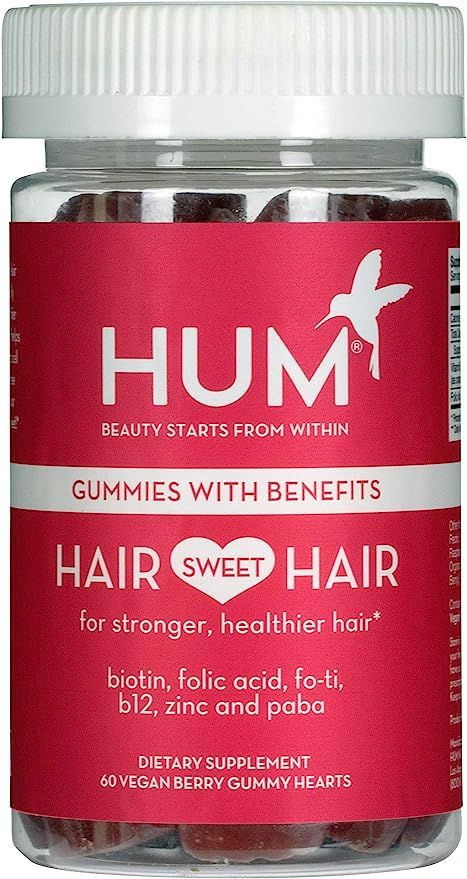 HUM Hair Sweet Hair Gummies - Hair Growth Vitamins with 5000mcg Vegan Biotin, B Vitamins, Fo-Ti &... | Amazon (US)