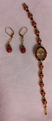 VINTAGE JOAN RIVERS CLASSIC QUARTZ LADY BUG BRACELET WRISTWATCH AND EARRINGS   | eBay | eBay US