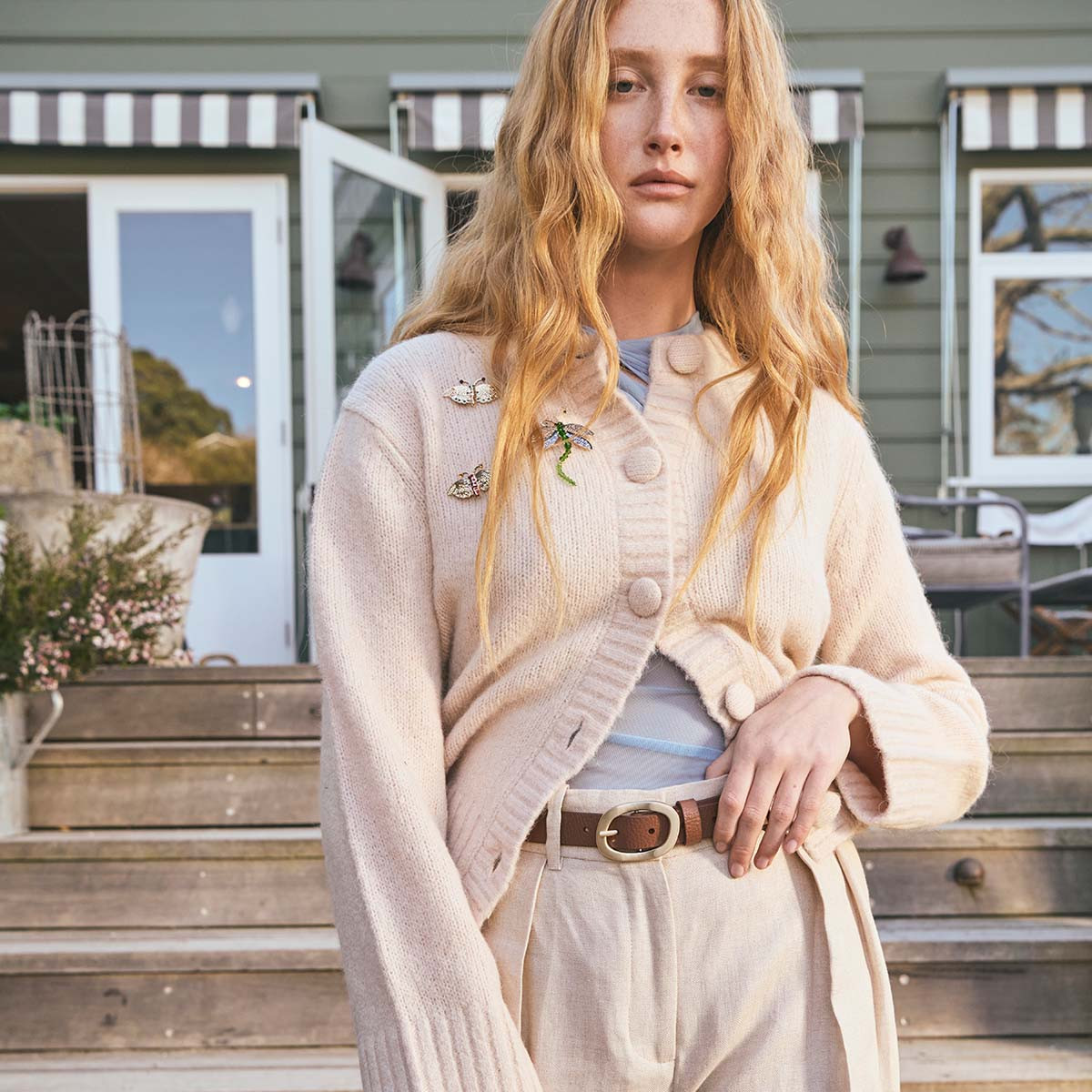 Nocturne Women's Tan/Gold Leather Belt | Status Anxiety® | Status Anxiety 