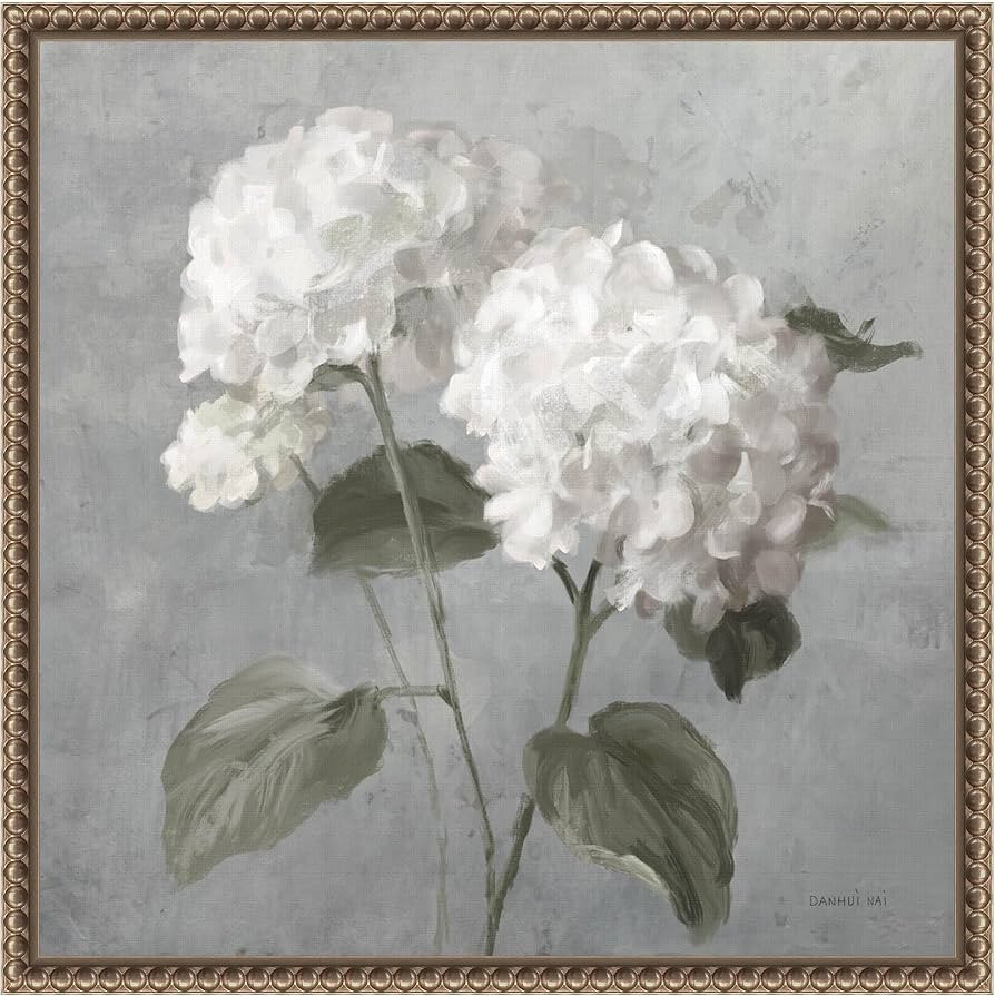 Amanti Art Framed Canvas Wall Art 16x16 White Hydrangeas by Danhui Nai, Framed Wall Art Canvas, F... | Amazon (US)