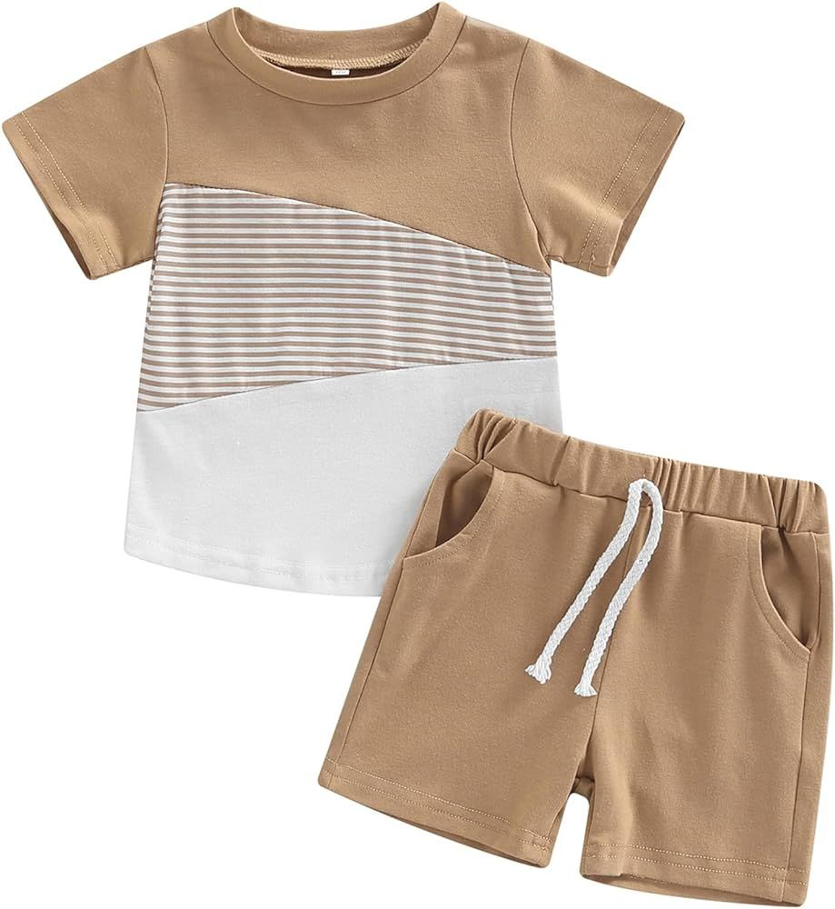 Mubineo Infant Toddler Baby Boy Summer T Shirt Shorts Outfits Short Sleeve Tee Tops Clothes Set | Amazon (US)
