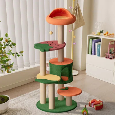 Upgraded 52'' Fruit World Cat Tree XL for Indoors, Cat Tower for Large Cats with Scratching Posts, Modern Cat Condo | Wayfair North America